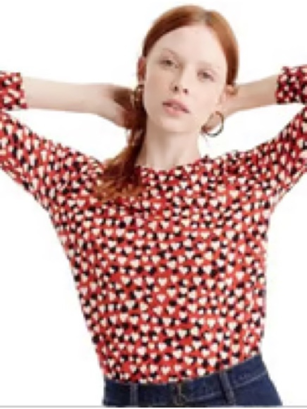 J.Crew Tippi sweater in printed hearts